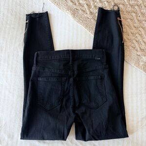 MOTHER Black Ankle Zip Skinny